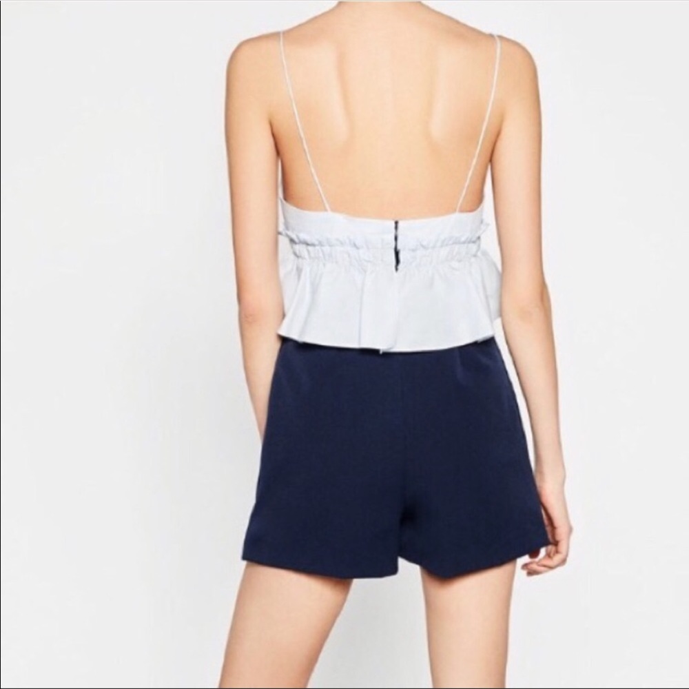 Zara Navy Ruffled Romper - Picture 2 of 4
